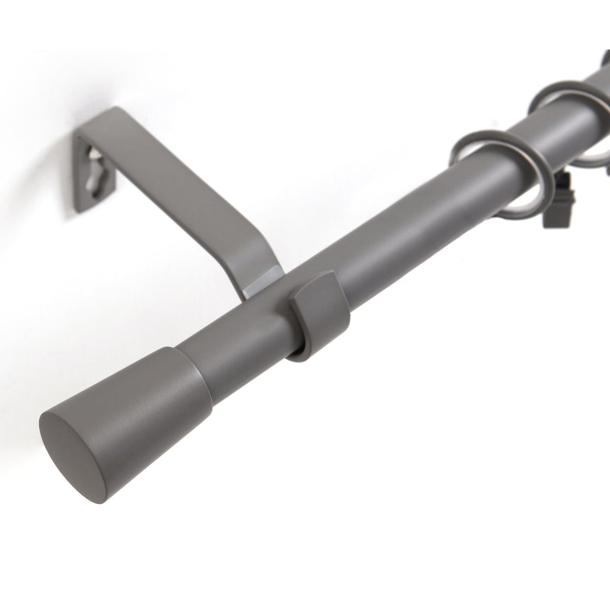Curtain rod 19mm 1-track grey with cone complete set - Liya series