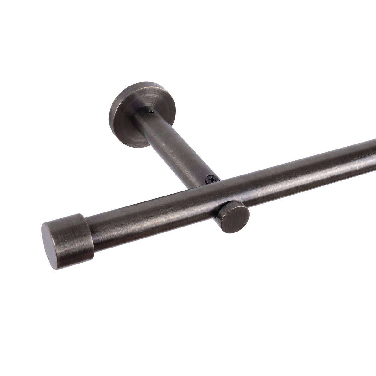 Custom-made curtain rod 25mm 1-track black matt with cap - Style series
