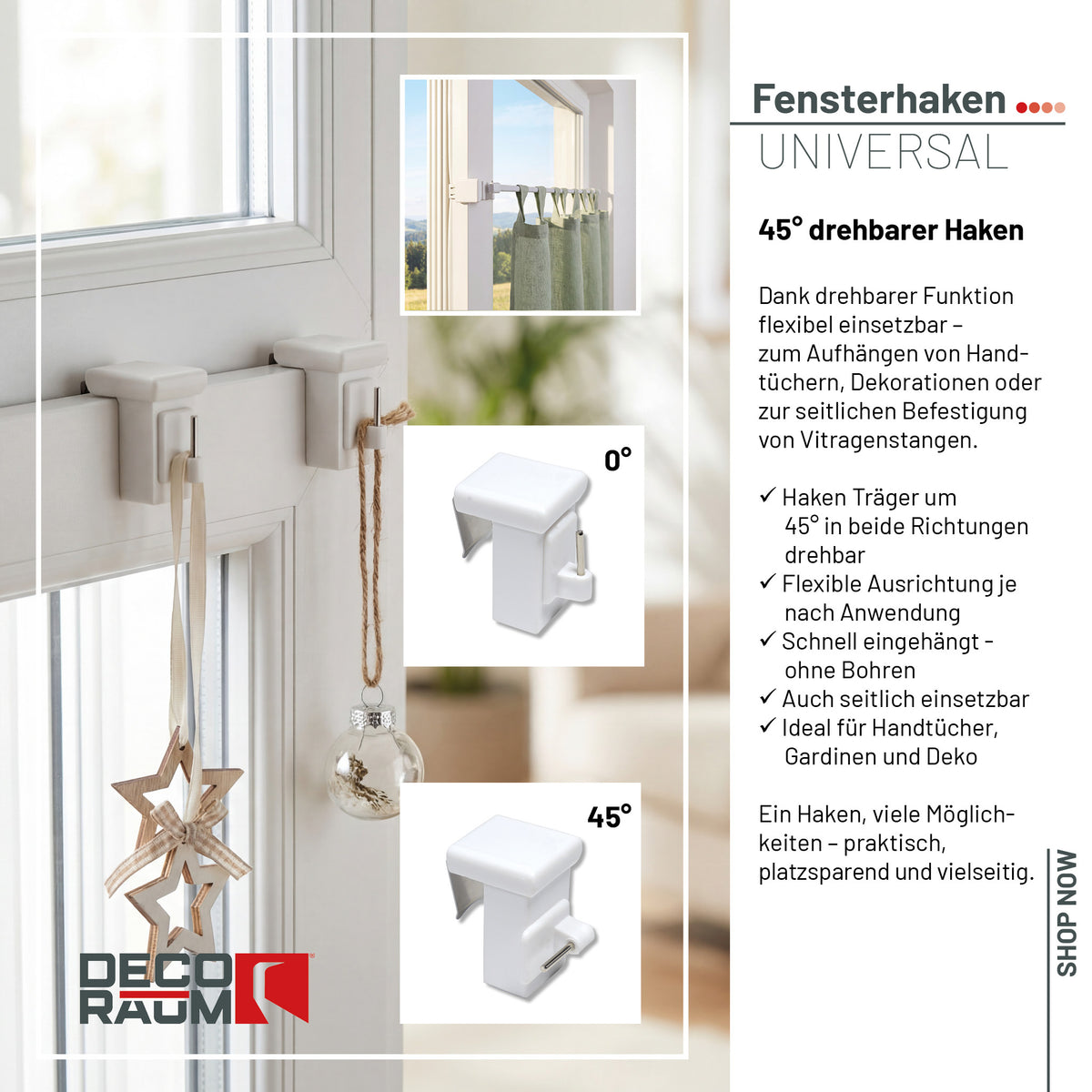 Fensterhaken Weiß Universal