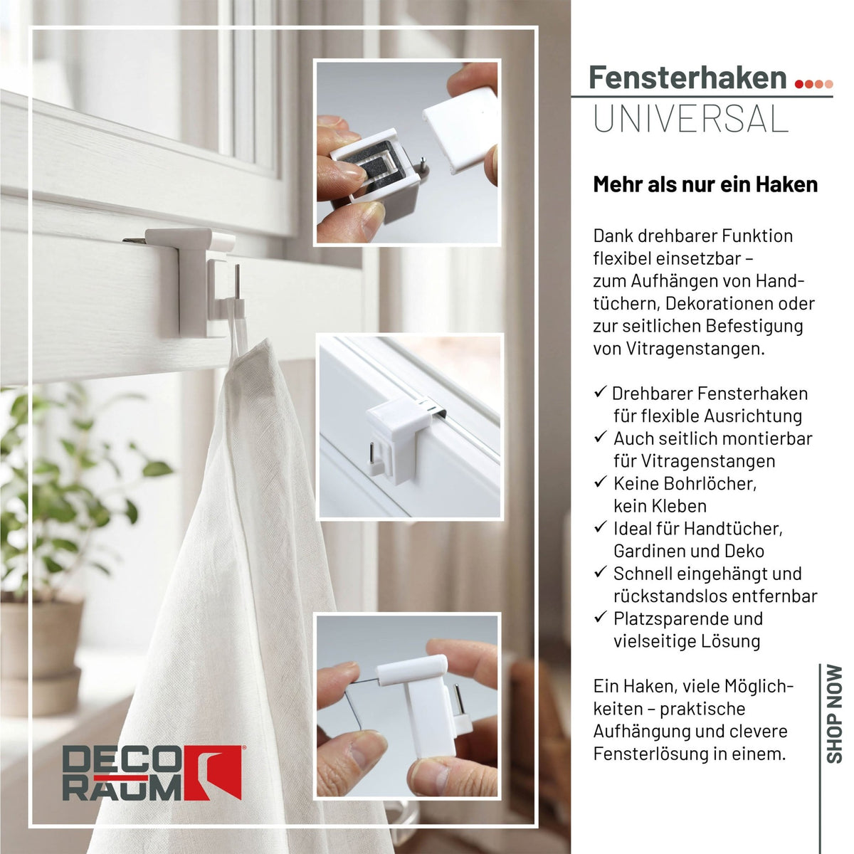 Fensterhaken Weiß Universal