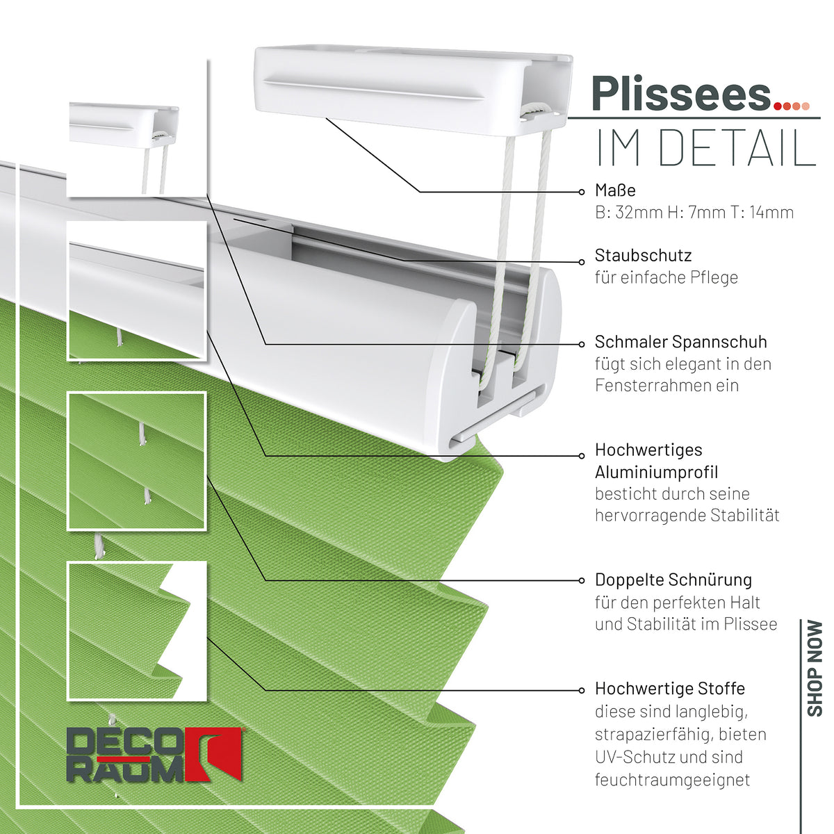Plissee Basic Blickdicht nach Maß