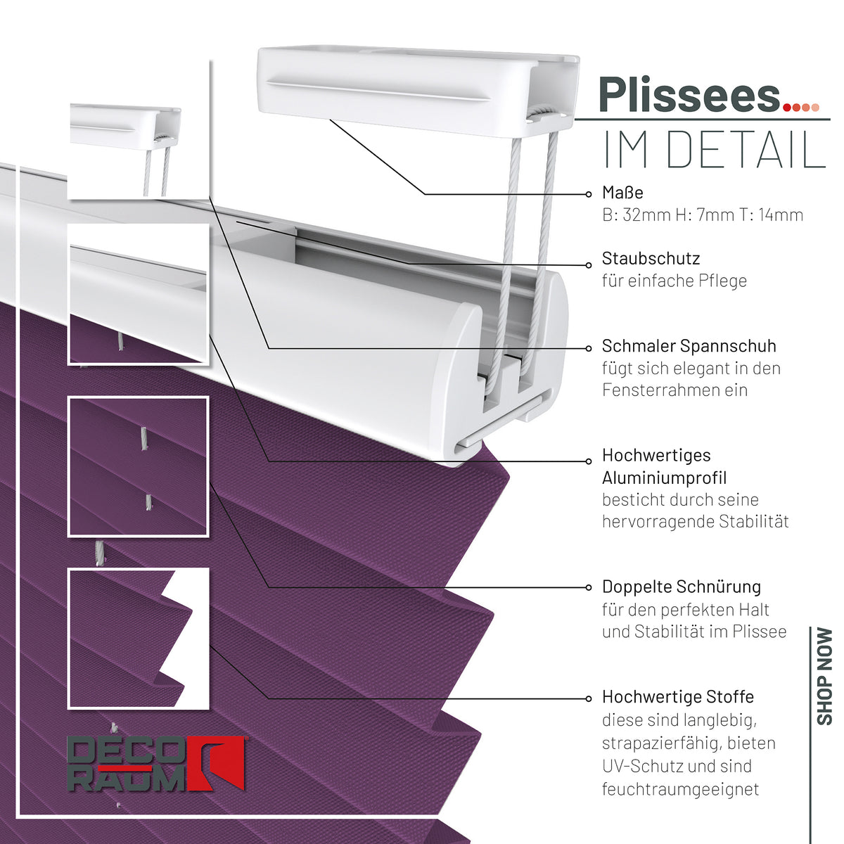 Plissee Basic Blickdicht nach Maß