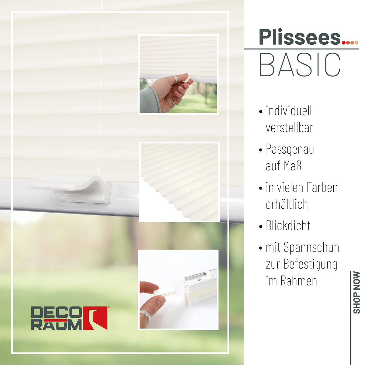 Plissee Basic Blickdicht nach Maß