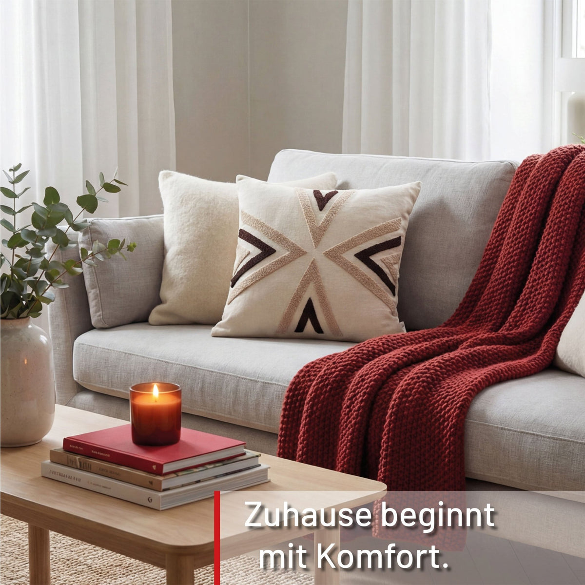 Dekokissen Nordic Arrow Beige 45x45 cm mit Füllung | OEKO-TEX®