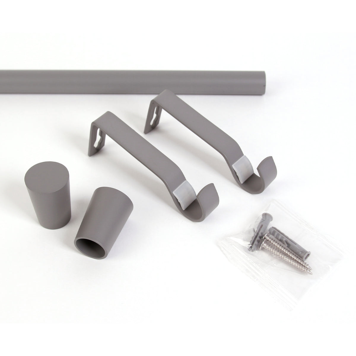 Curtain rod 19mm 1-track grey with cone complete set - Liya series