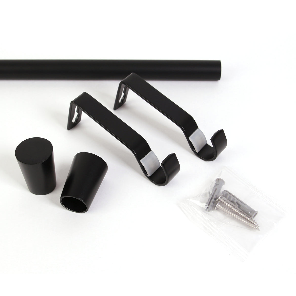 Curtain rod 19mm 1-track black with cone complete set - Liya series