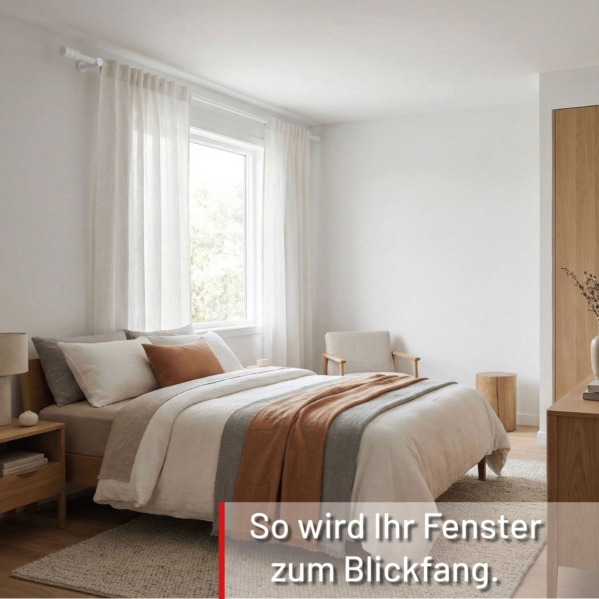 Gardinenstange auf Maß 25mm 1-läufig Weiß mit Zylinder - Serie Style