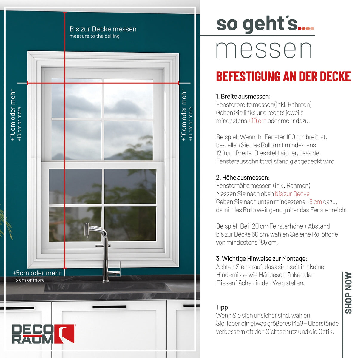 Rollo Tageslicht - Standardgrößen mit Bohren