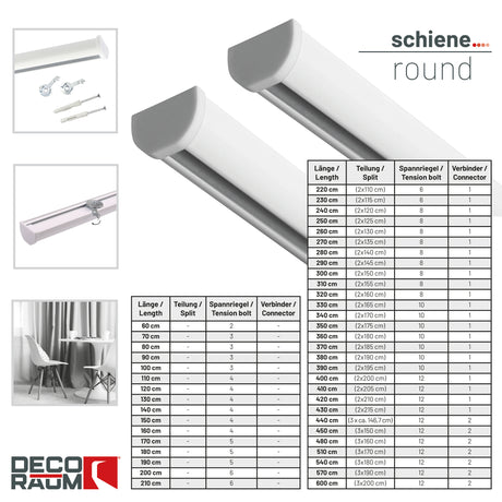 Gardinenschiene Innenlauf Round Weiß