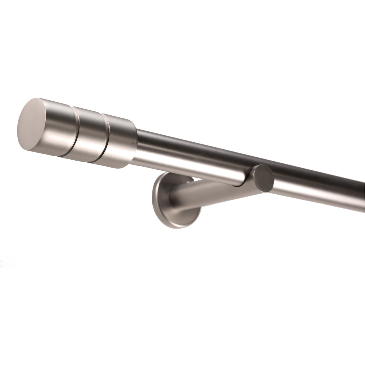 Gardinenstange auf Maß 25mm 1-läufig Edelstahl-optik mit Zylinder - Serie Style