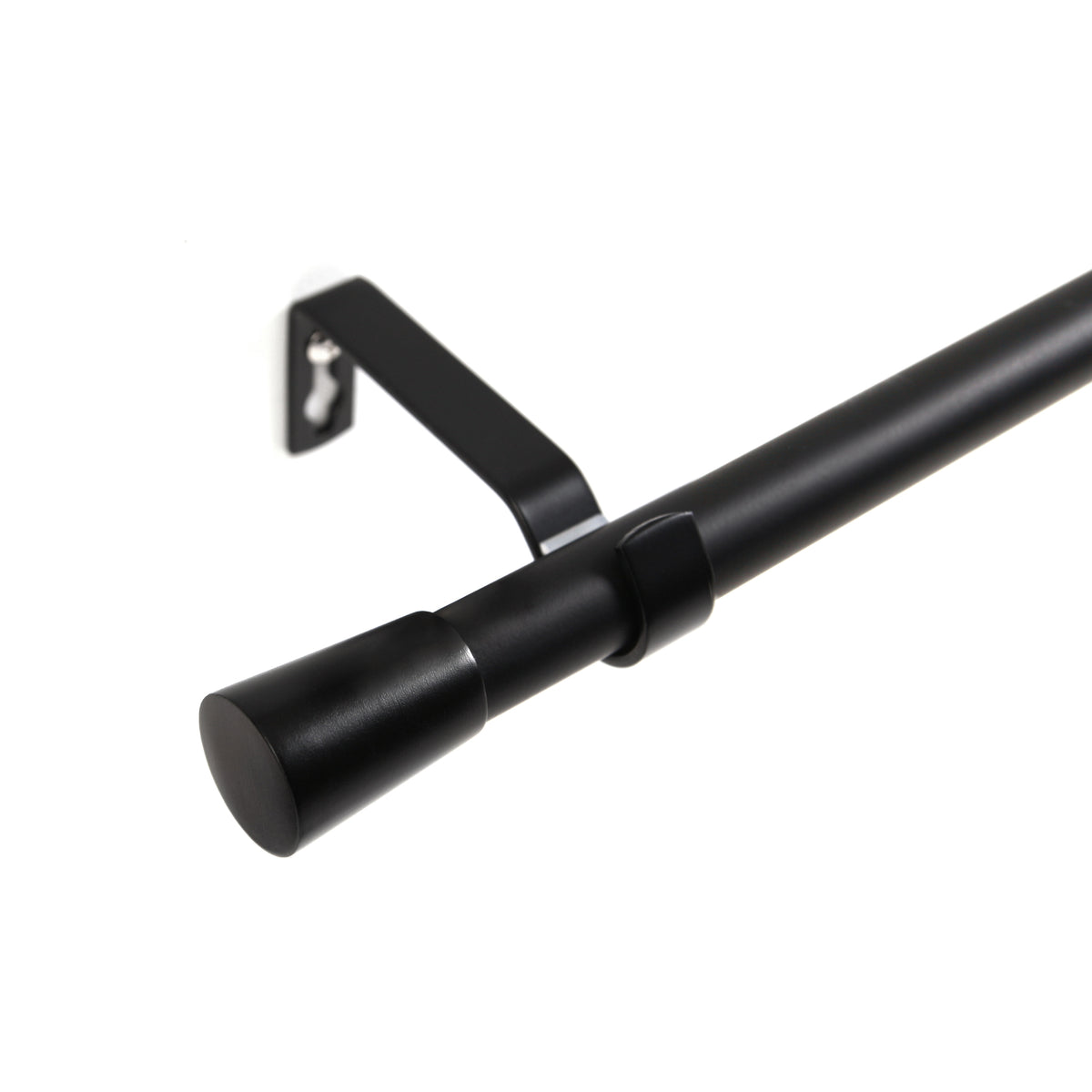 Curtain rod 19mm 1-track black with cone complete set - Liya series