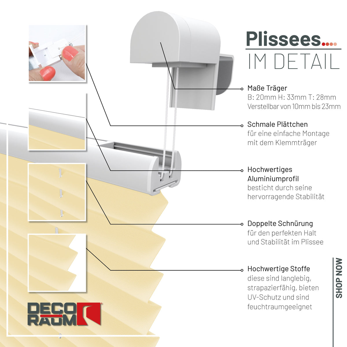 Klemmfix-Plissee blickdicht – ohne Bohren