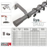 Curtain rod 19mm 1-track grey with cone complete set - Liya series