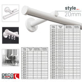 Gardinenstange Innenlauf Modern 20mm Weiß mit Kappe