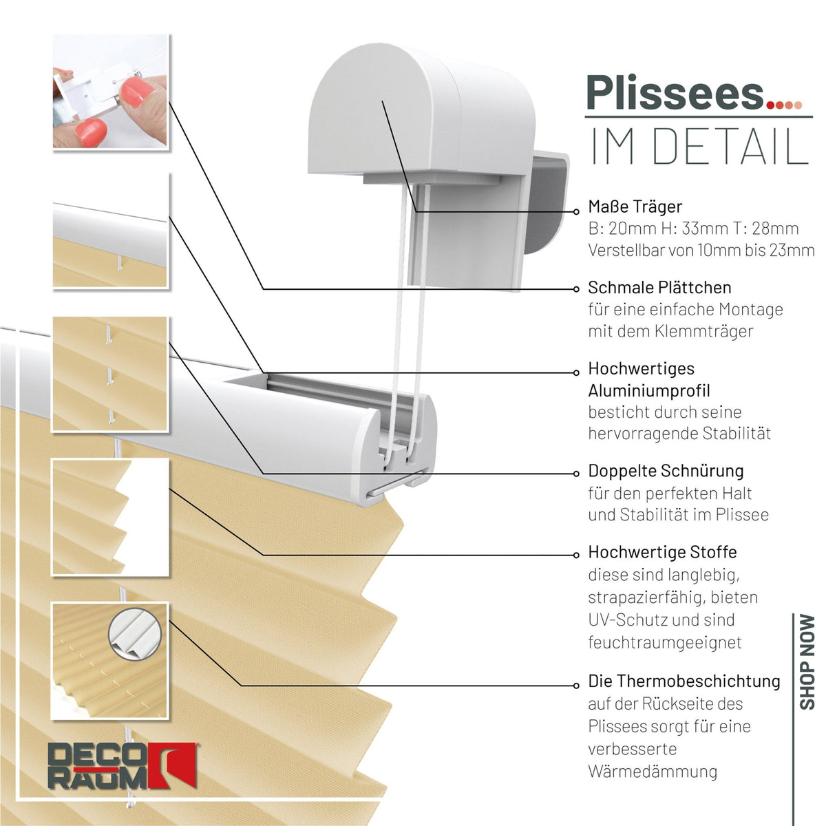 Thermo-Klemmfix-Plissee – ohne Bohren