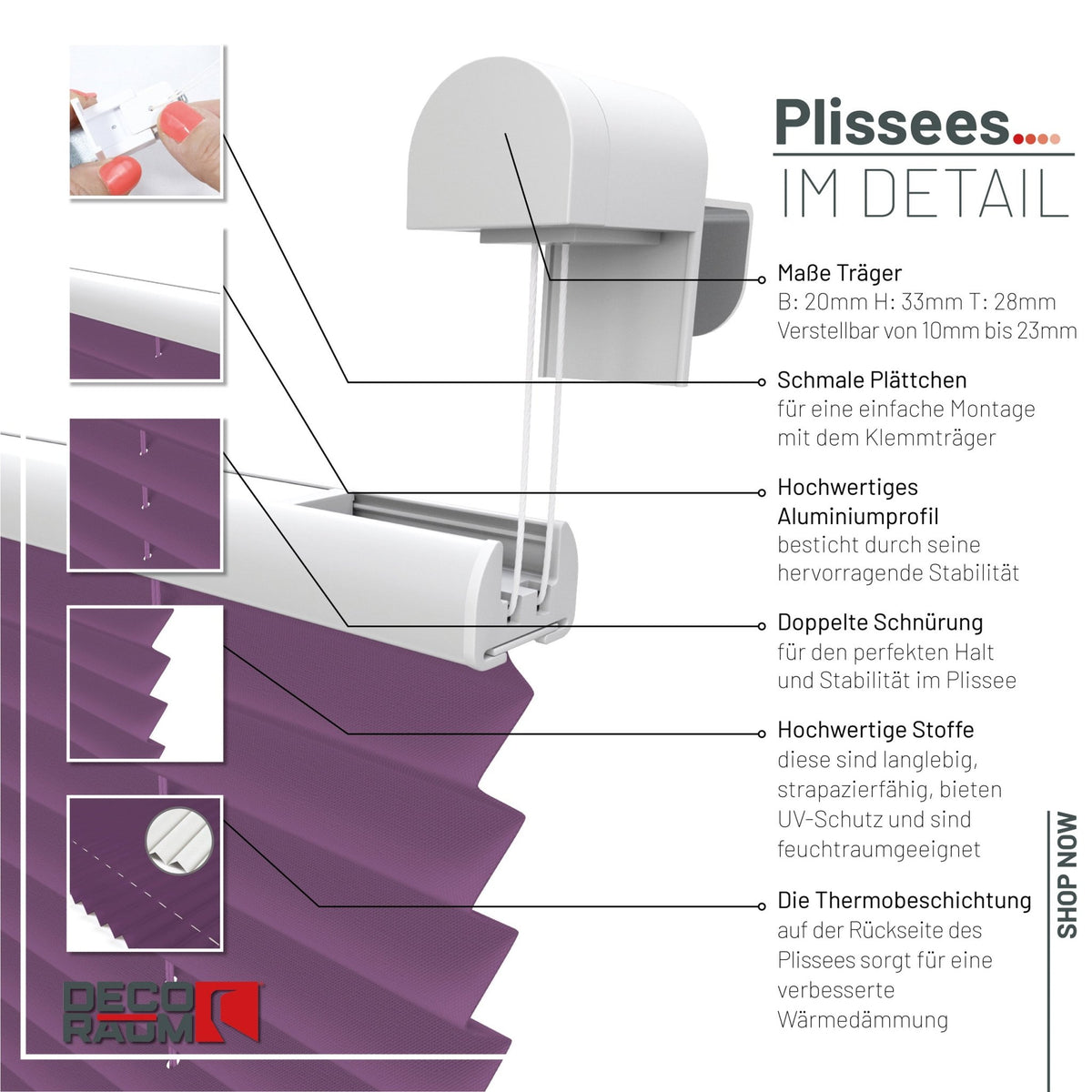 Thermo-Klemmfix-Plissee – ohne Bohren