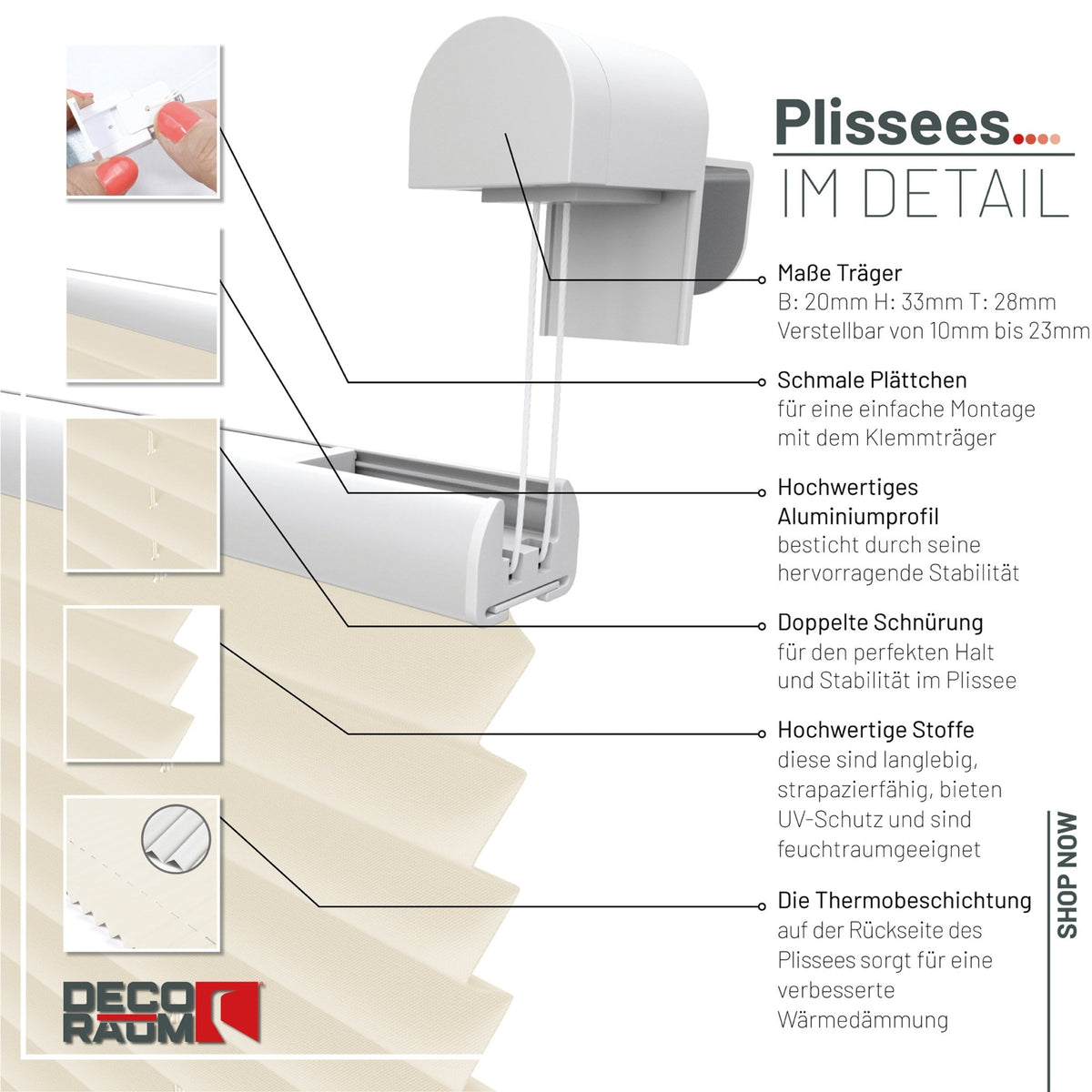 Thermo-Klemmfix-Plissee – ohne Bohren