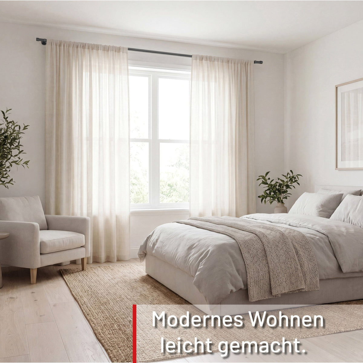 Custom-made curtain rod 25mm 1-track black matt with cap - Style series