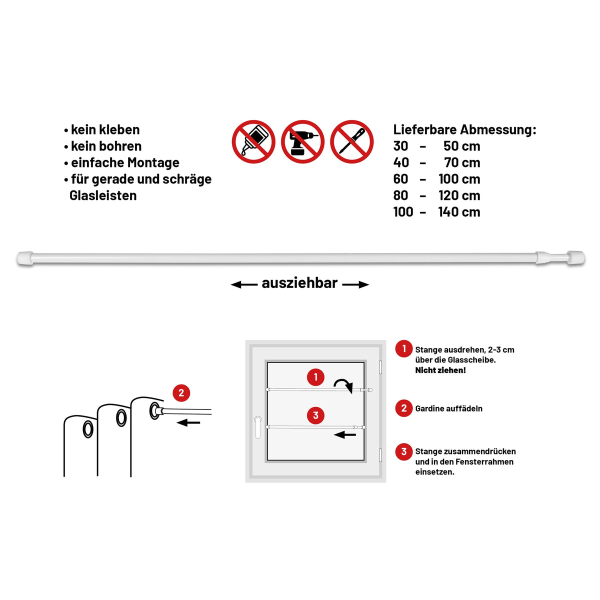 Klemmstange ausdrehbar Set