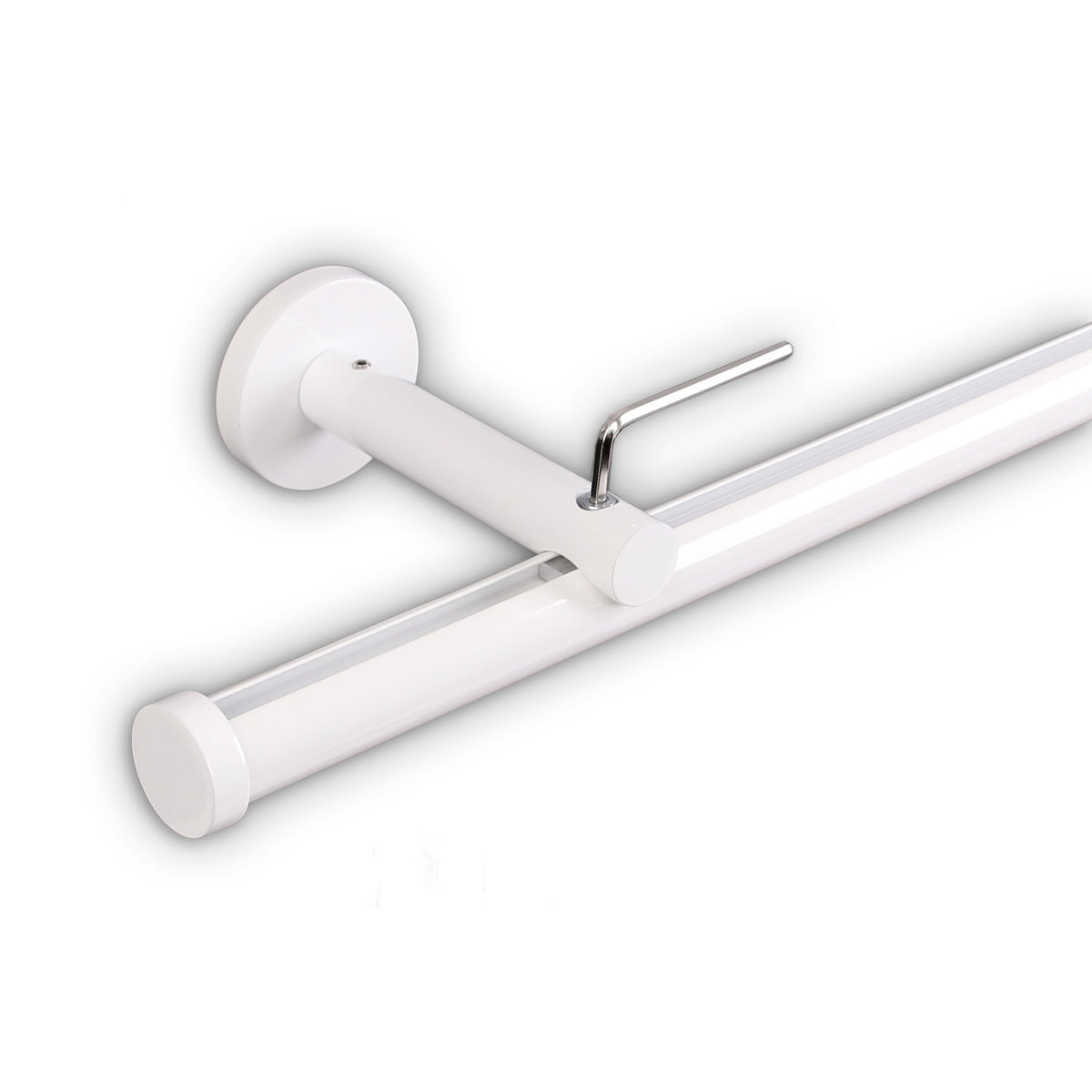 Gardinenstange Innenlauf Modern 20mm Weiß mit Kappe