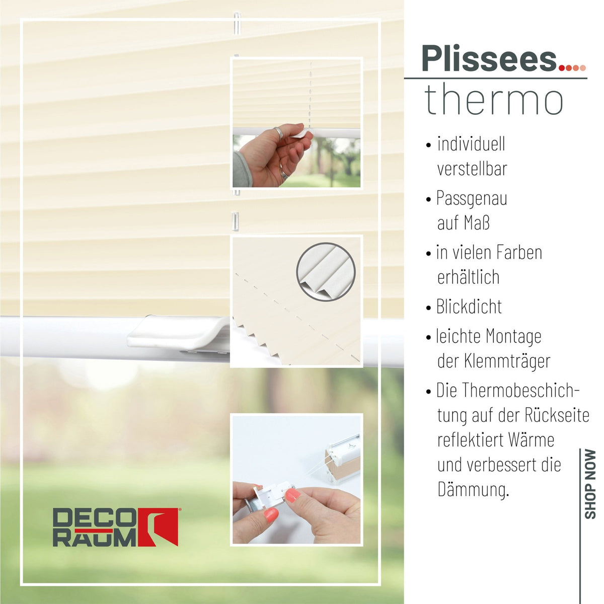 Thermo-Klemmfix-Plissee – ohne Bohren