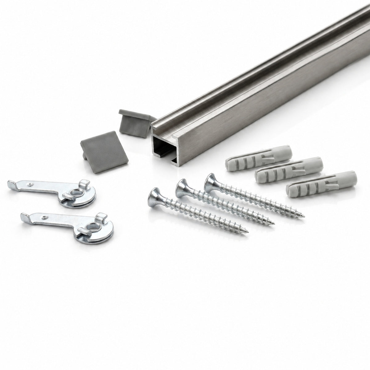 Gardinenschiene Innenlauf auf Maß 1-läufig Edelstahl-optik Serie Square