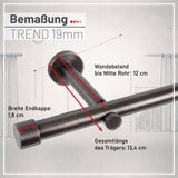 Custom-made curtain rod 25mm 1-track black matt with cap - Style series
