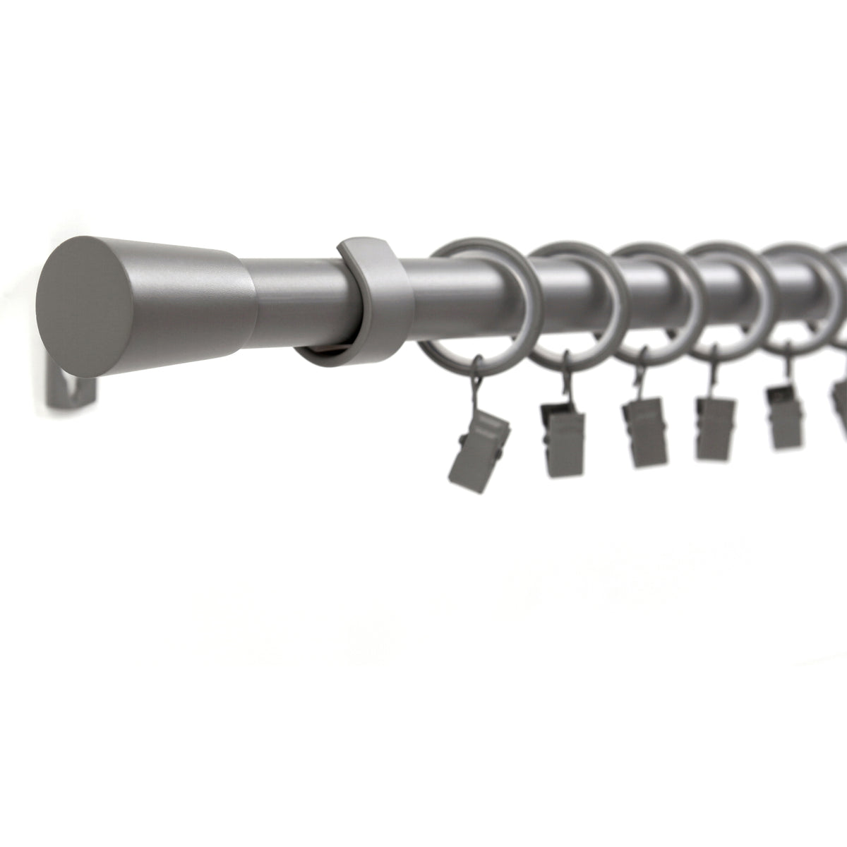 Curtain rod 19mm 1-track grey with cone complete set - Liya series