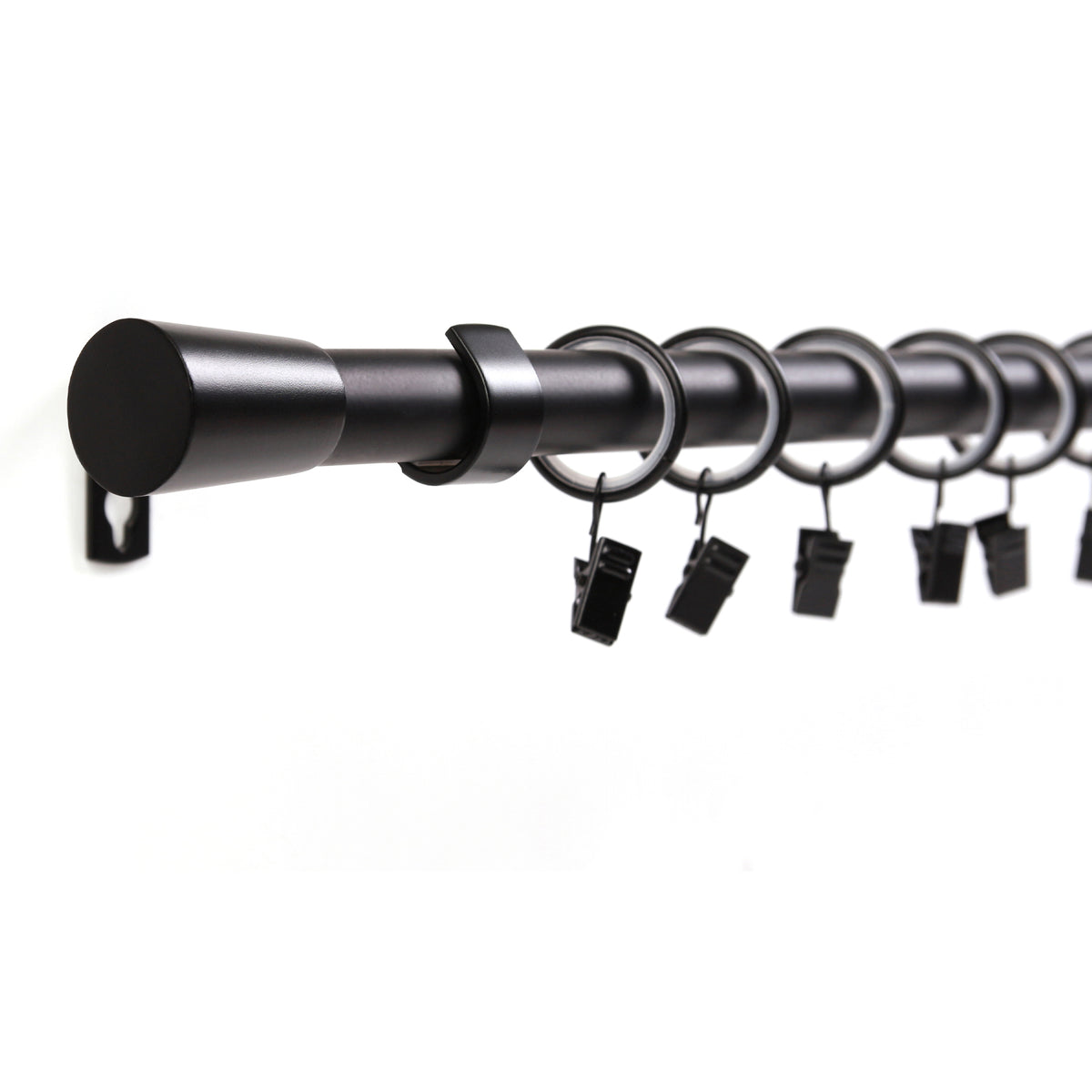 Curtain rod 19mm 1-track black with cone complete set - Liya series