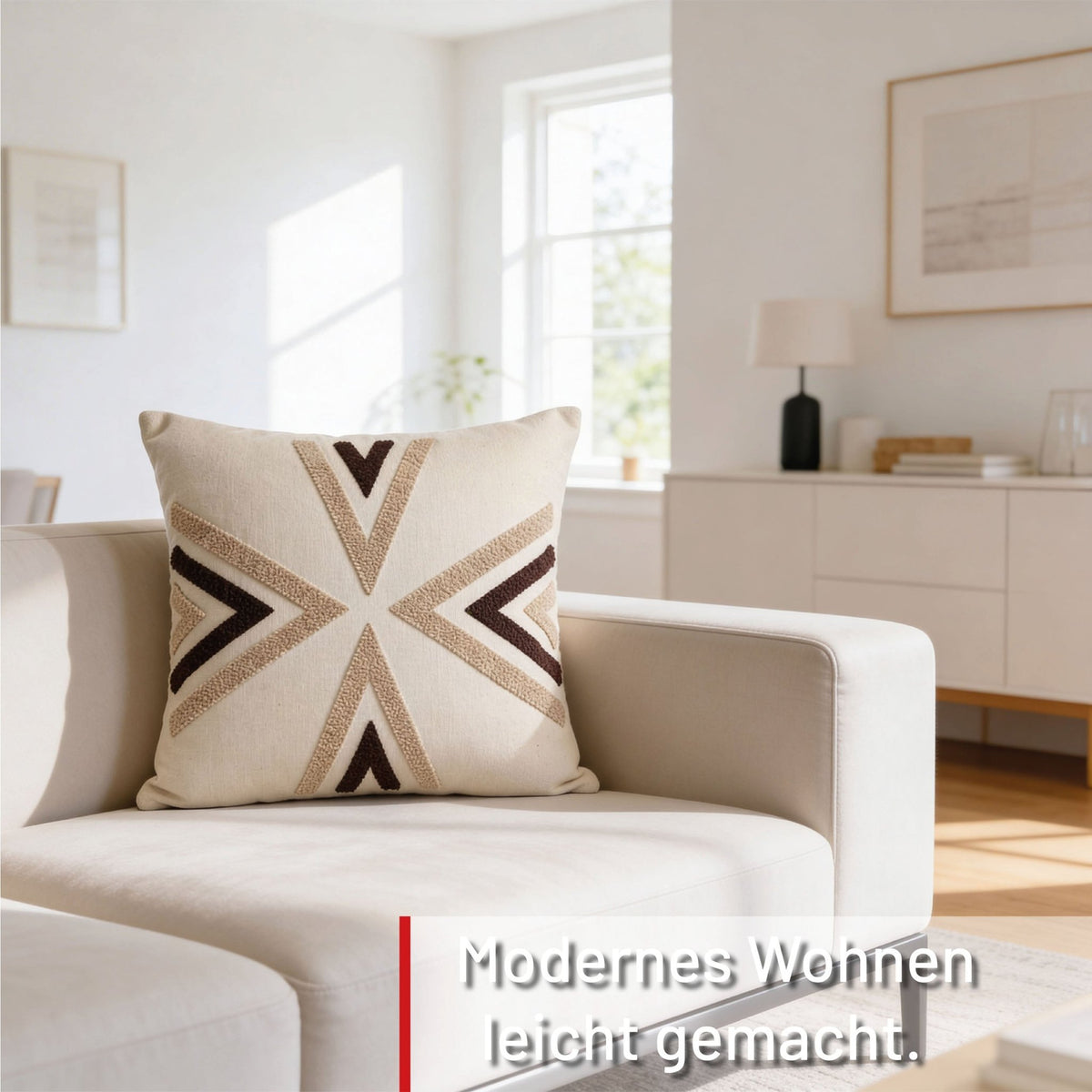 Dekokissen Nordic Arrow Beige 45x45 cm mit Füllung | OEKO-TEX®