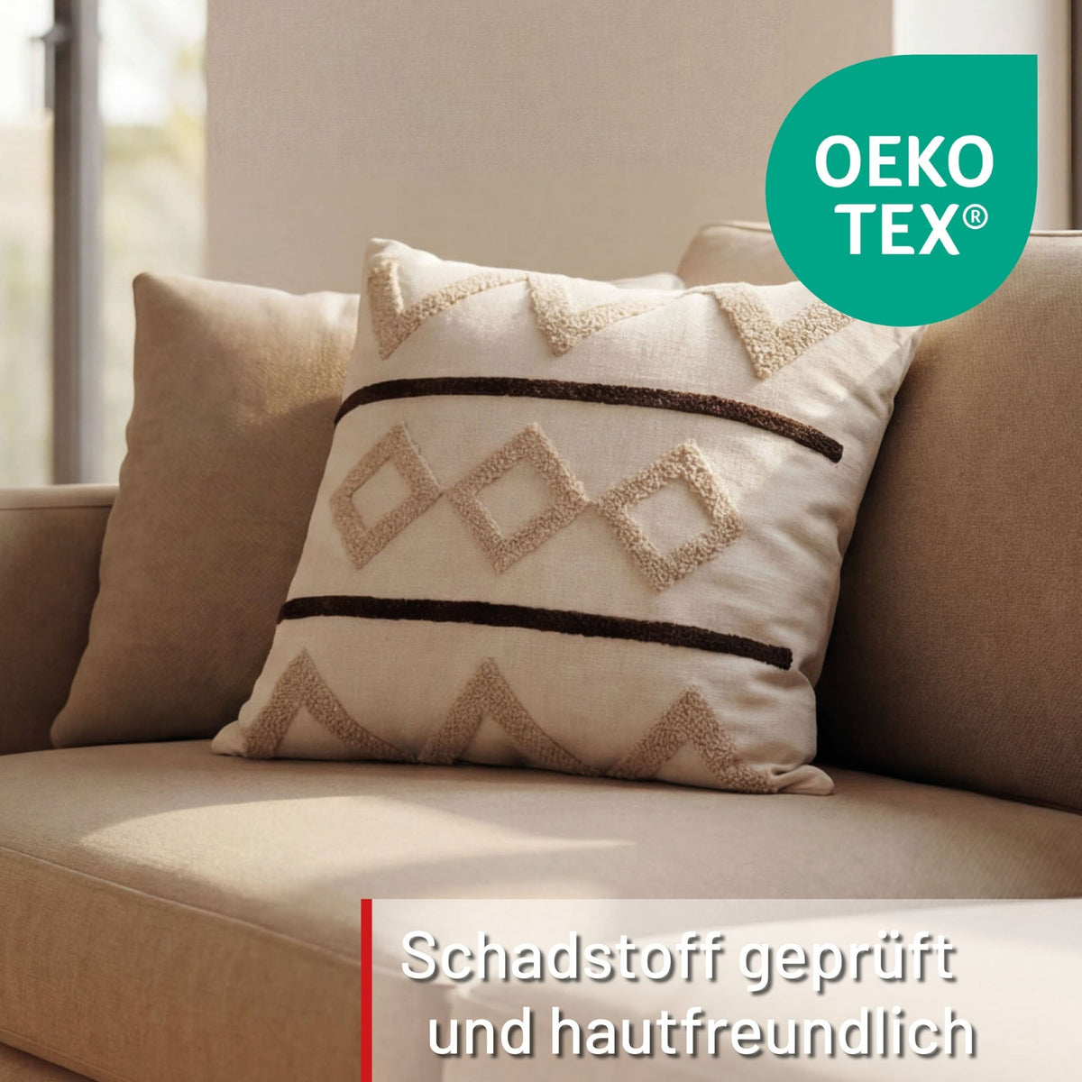 Dekokissen Tribal Pattern Beige 45x45 cm mit Füllung | OEKO-TEX®