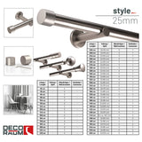 Style tringle à rideau en aspect inox embout 25mm