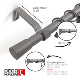 Curtain rod 19mm 1-track grey with cone complete set - Liya series