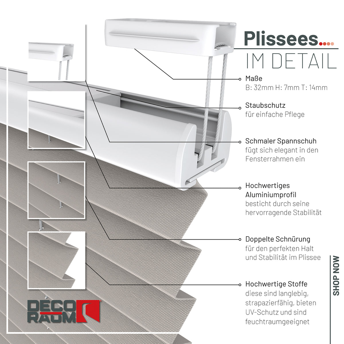 Plissee Basic Blickdicht nach Maß