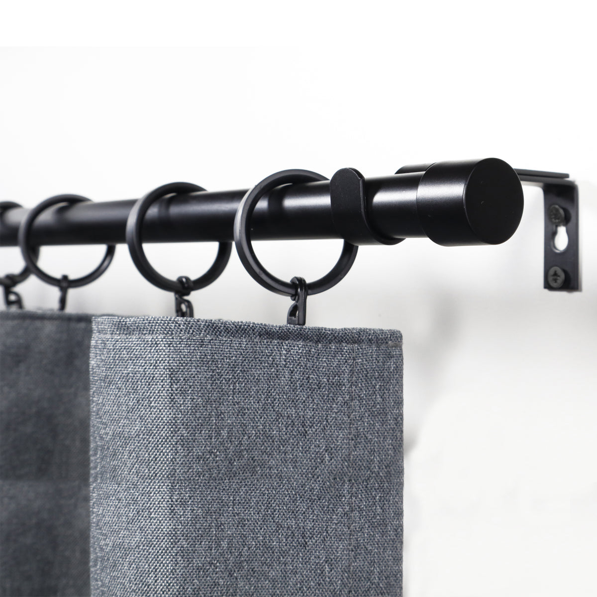 Gardinenstange ausziehbar Flexa Schwarz-matt Endstück Kappe 16/19mm