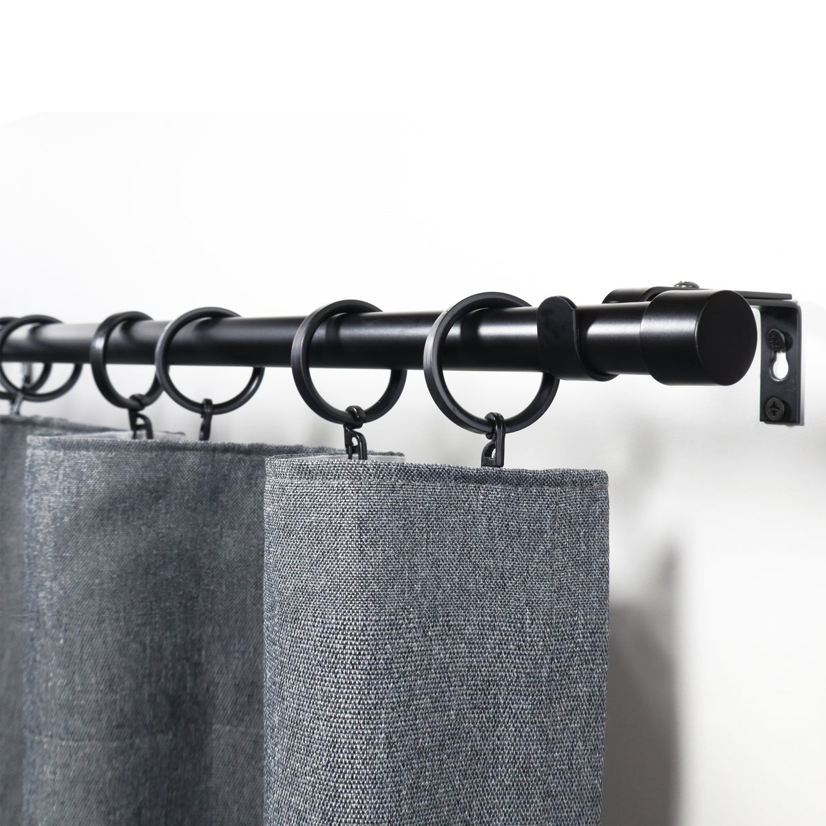 Gardinenstange ausziehbar Flexa Schwarz-matt Endstück Kappe 16/19mm