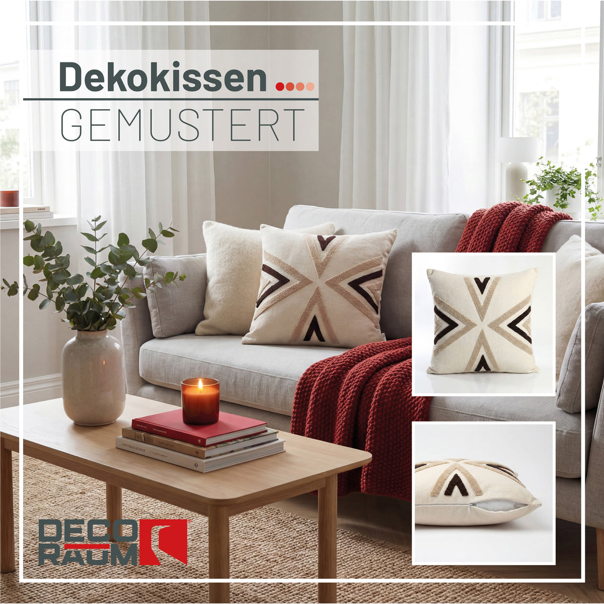 Dekokissen Nordic Arrow Beige 45x45 cm mit Füllung | OEKO-TEX®