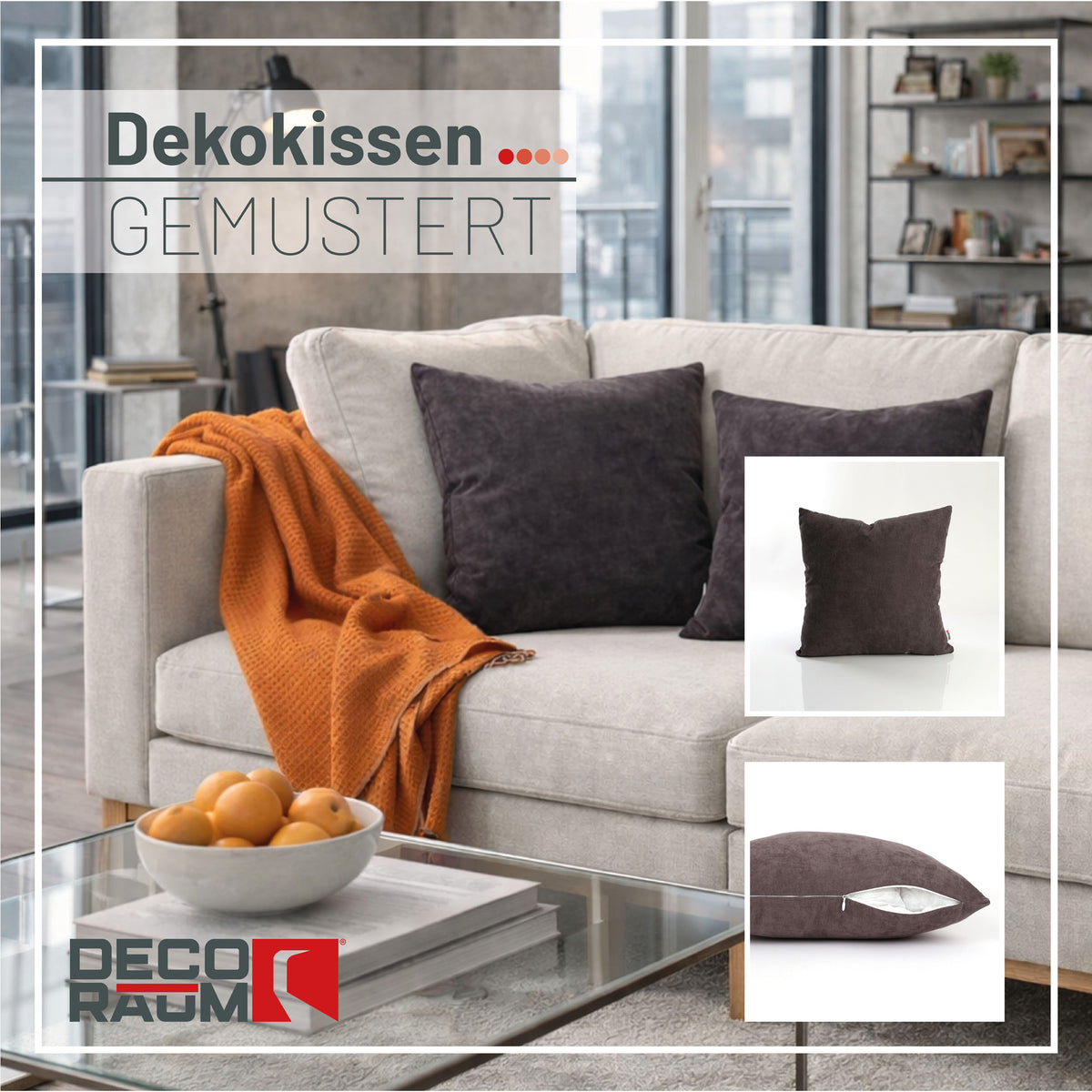 Dekokissen Uni Anthrazit 45x45 cm mit Füllung | OEKO-TEX®